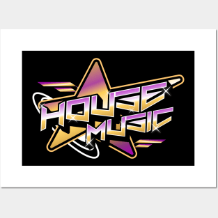 HOUSE MUSIC  - Y2K Star (white/gold/purple) Posters and Art